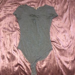 Grey Tie-Up bodysuit